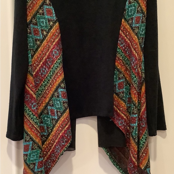 Dor Dor Couture Open Cardigan Sweater Size Large Black With Multicolored Panels - Picture 4 of 7